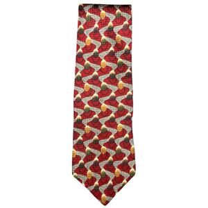 Christian Dior Monsieur Men’s Tie Red Geometric Pattern Vintage USA Made